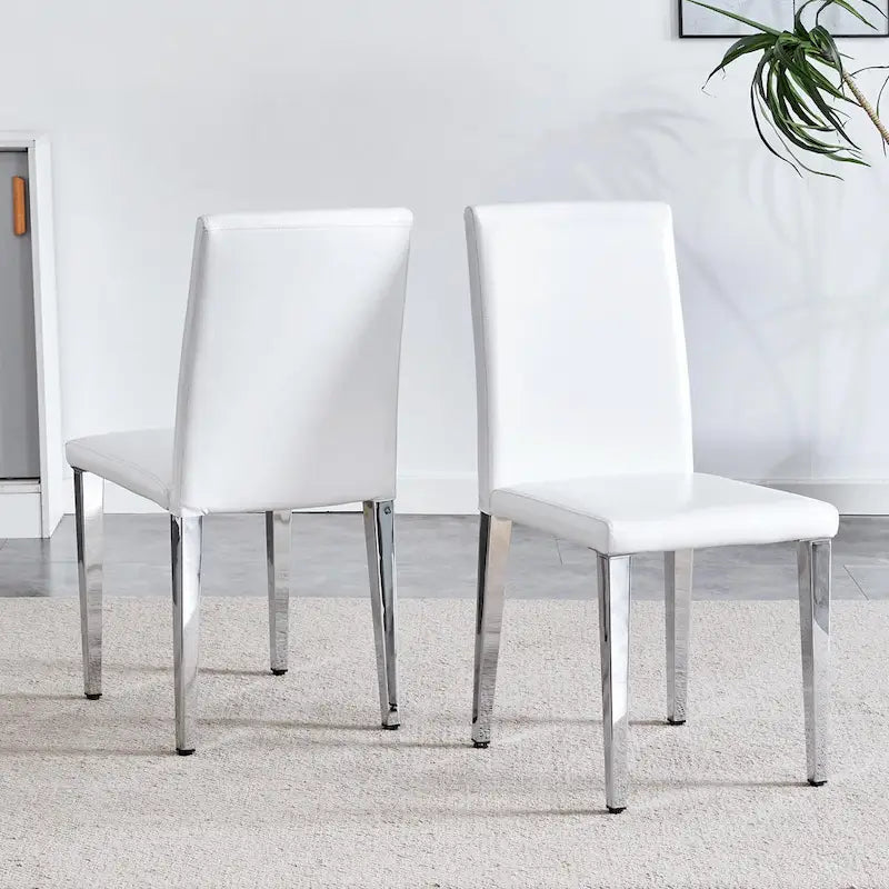 Lot de 4 chaises de salle à manger, chaises de cuisine et de salle à manger modernes, assise en similicuir, pieds en métal