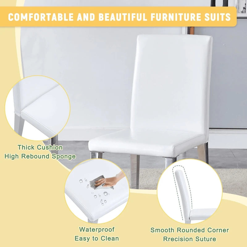 Lot de 4 chaises de salle à manger, chaises de cuisine et de salle à manger modernes, assise en similicuir, pieds en métal