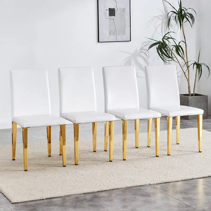 Lot de 4 chaises de salle à manger, chaises de cuisine et de salle à manger modernes, assise en similicuir, pieds en métal