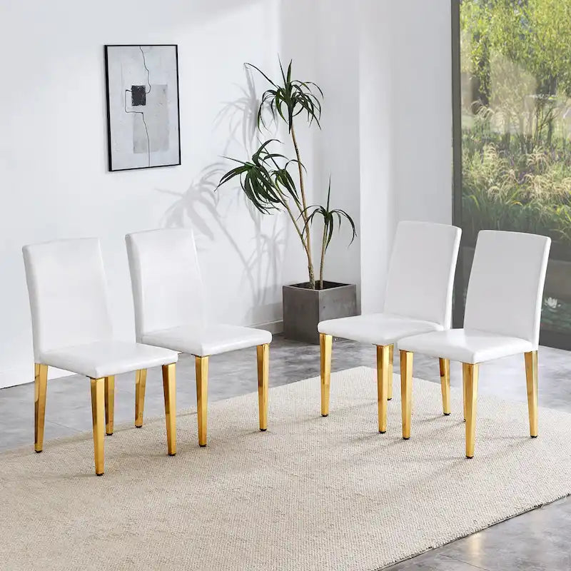 Lot de 4 chaises de salle à manger, chaises de cuisine et de salle à manger modernes, assise en similicuir, pieds en métal