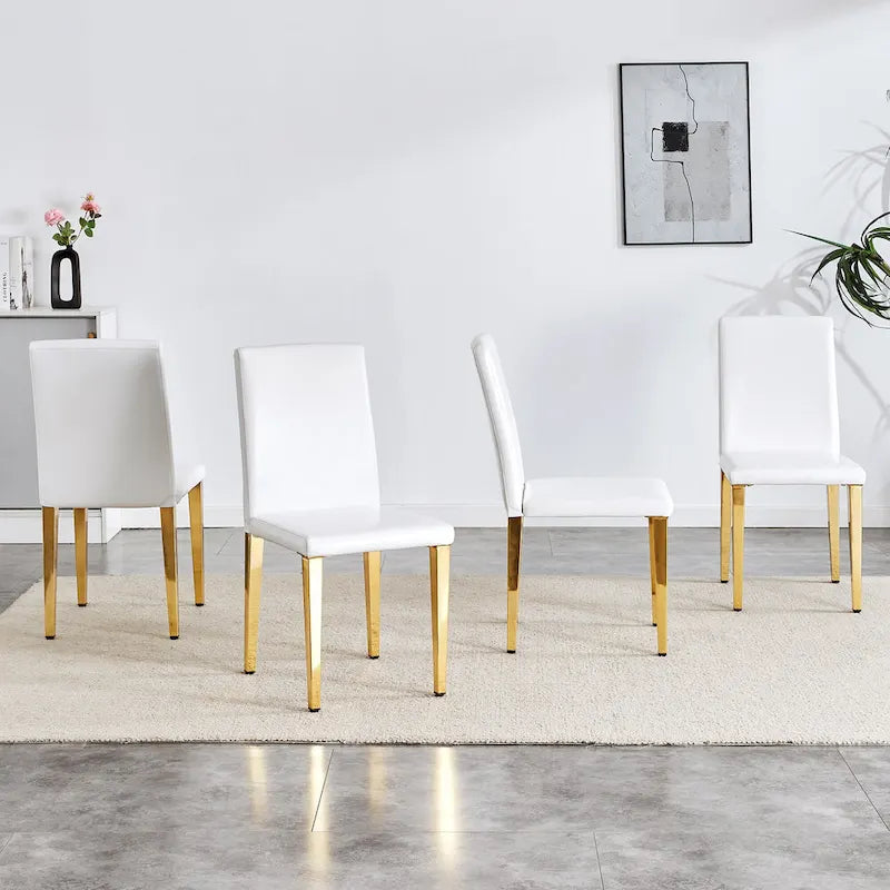 Lot de 4 chaises de salle à manger, chaises de cuisine et de salle à manger modernes, assise en similicuir, pieds en métal