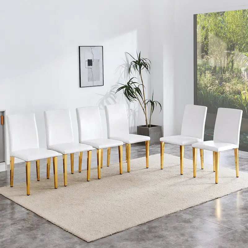 Lot de 4 chaises de salle à manger, chaises de cuisine et de salle à manger modernes, assise en similicuir, pieds en métal