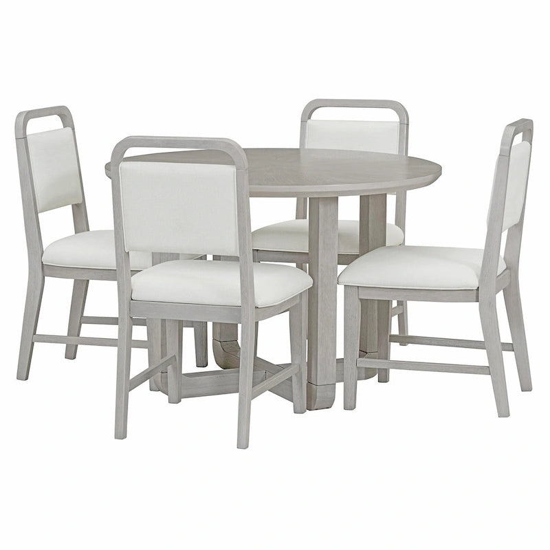 Ensemble table et chaises de salle à manger 5 pièces rondes en bois vintage avec plateau en bois grain radial pour salle à manger et cuisine