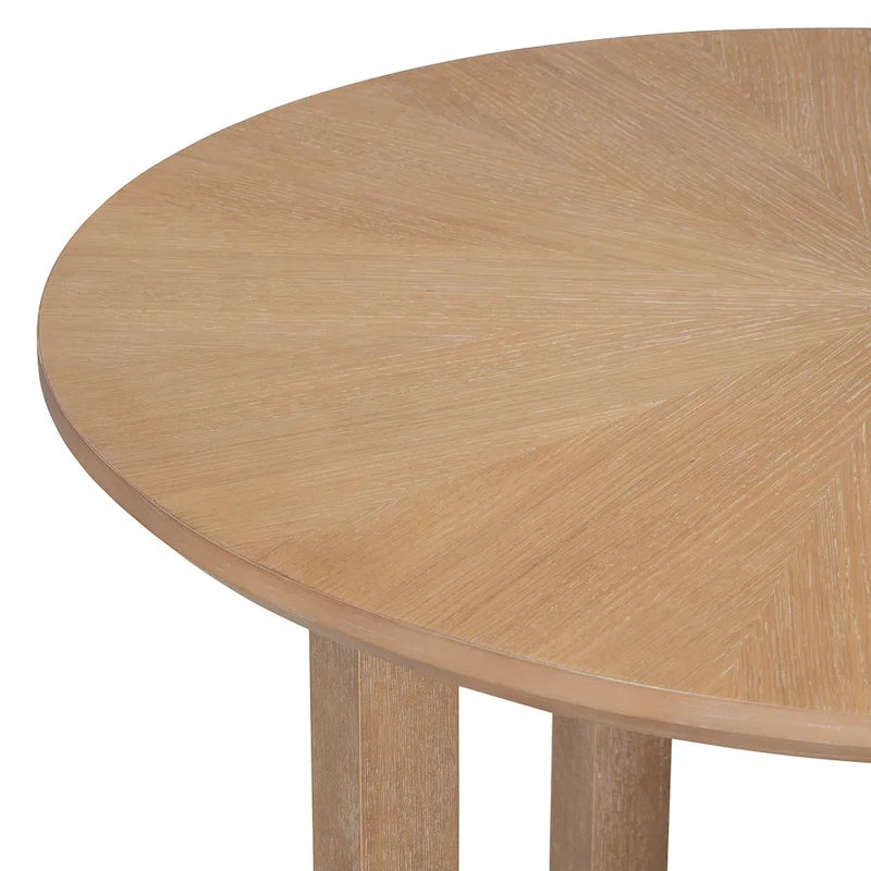 Ensemble table et chaises de salle à manger 5 pièces rondes en bois vintage avec plateau en bois grain radial pour salle à manger et cuisine