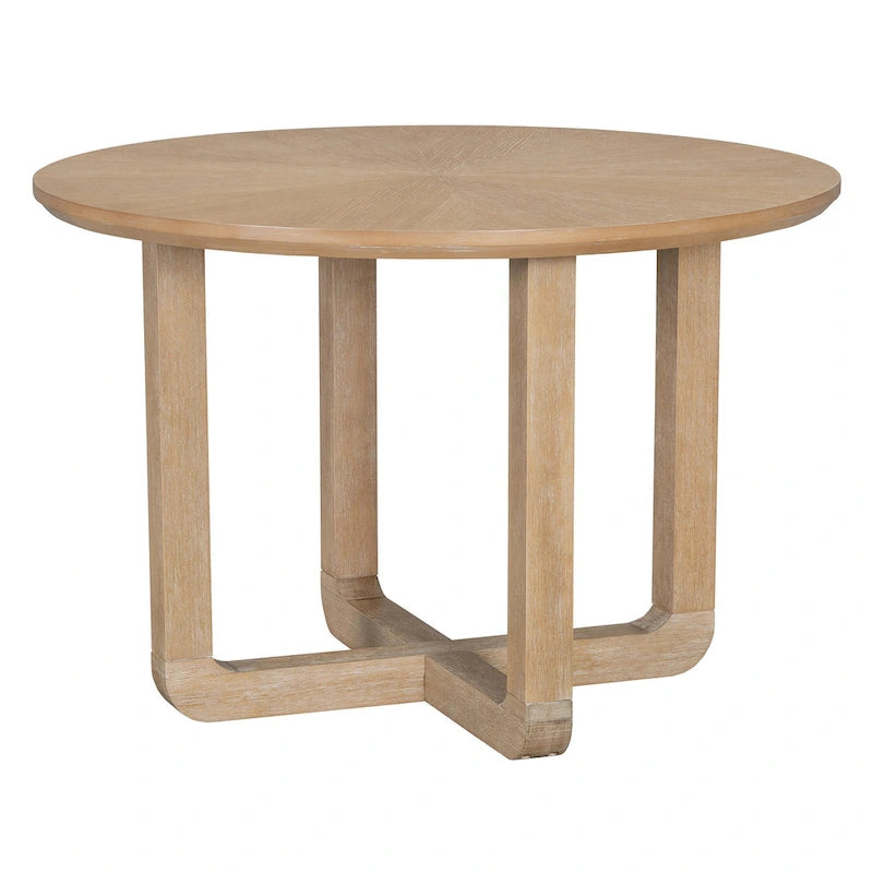 Ensemble table et chaises de salle à manger 5 pièces rondes en bois vintage avec plateau en bois grain radial pour salle à manger et cuisine