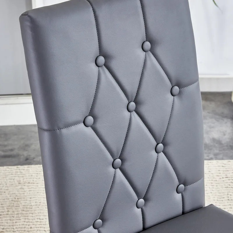 Ensemble de 4 chaises de salle à manger à dossier haut, capitonnées à carreaux, avec coussin moelleux, chaises d'appoint pour salon, sans accoudoirs