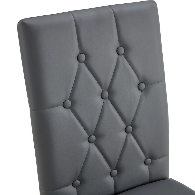 Ensemble de 4 chaises de salle à manger à dossier haut, capitonnées à carreaux, avec coussin moelleux, chaises d'appoint pour salon, sans accoudoirs