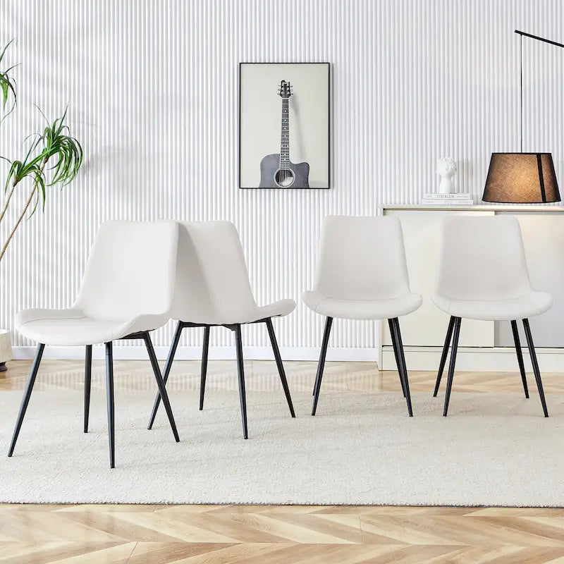 Lot de 4 chaises de salle à manger, chaises de salle à manger familiales avec dossier en cuir, chaises de salle à manger de cuisine confortables avec coussin extra large