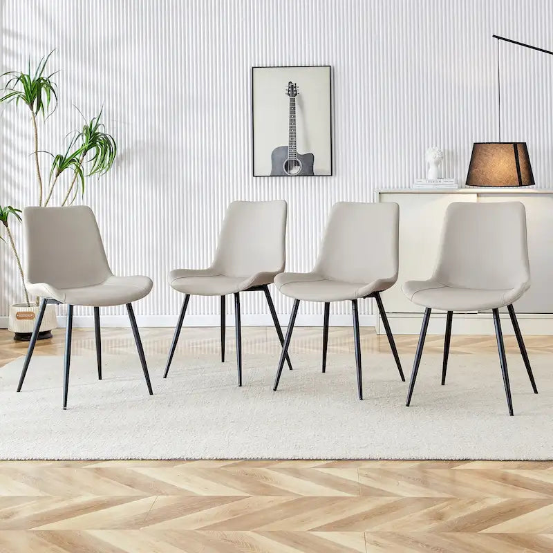 Lot de 4 chaises de salle à manger, chaises de salle à manger familiales avec dossier en cuir, chaises de salle à manger de cuisine confortables avec coussin extra large