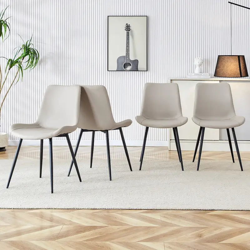 Lot de 4 chaises de salle à manger, chaises de salle à manger familiales avec dossier en cuir, chaises de salle à manger de cuisine confortables avec coussin extra large