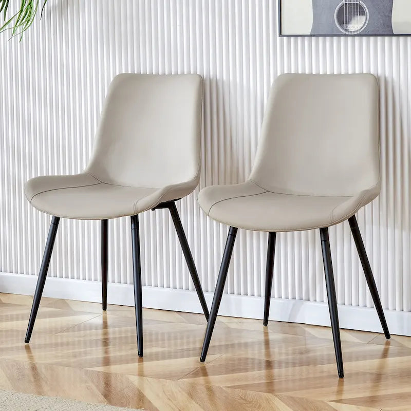 Lot de 4 chaises de salle à manger, chaises de salle à manger familiales avec dossier en cuir, chaises de salle à manger de cuisine confortables avec coussin extra large