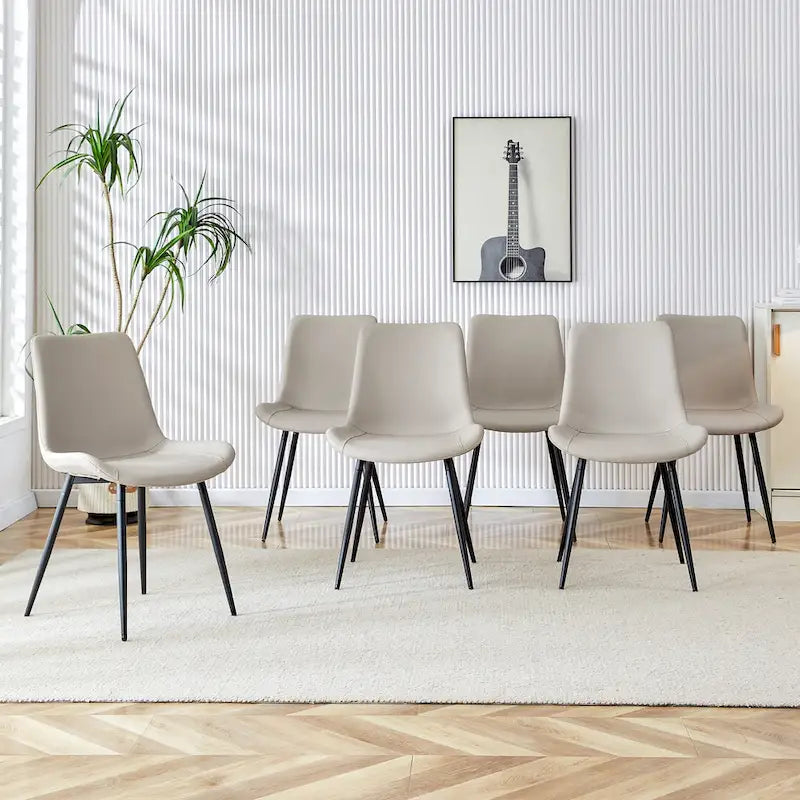 Lot de 4 chaises de salle à manger, chaises de salle à manger familiales avec dossier en cuir, chaises de salle à manger de cuisine confortables avec coussin extra large