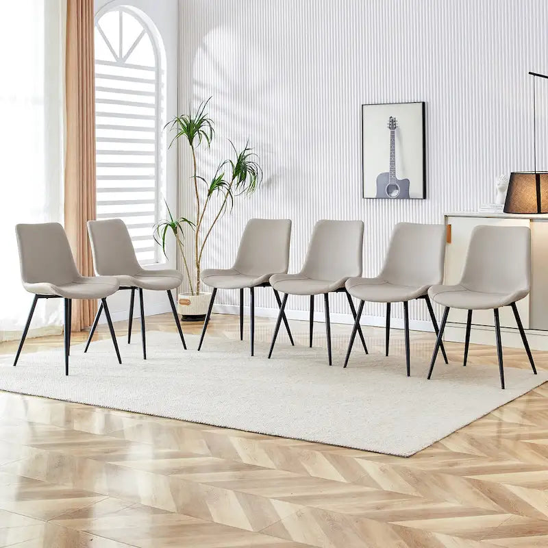 Lot de 4 chaises de salle à manger, chaises de salle à manger familiales avec dossier en cuir, chaises de salle à manger de cuisine confortables avec coussin extra large