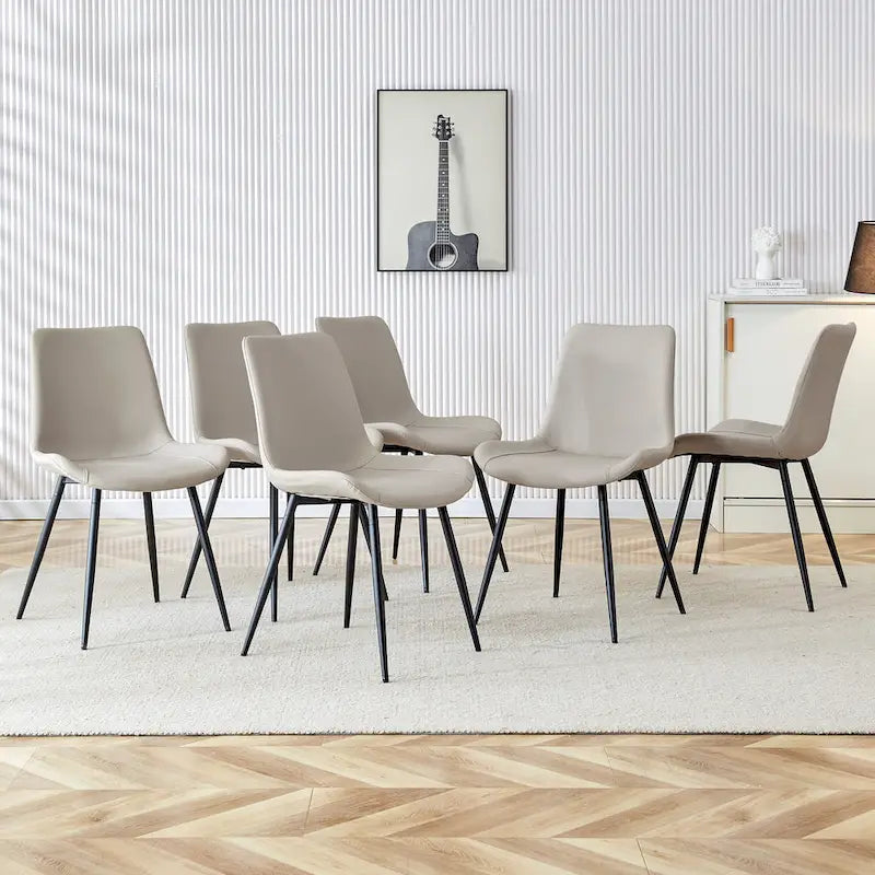 Lot de 4 chaises de salle à manger, chaises de salle à manger familiales avec dossier en cuir, chaises de salle à manger de cuisine confortables avec coussin extra large