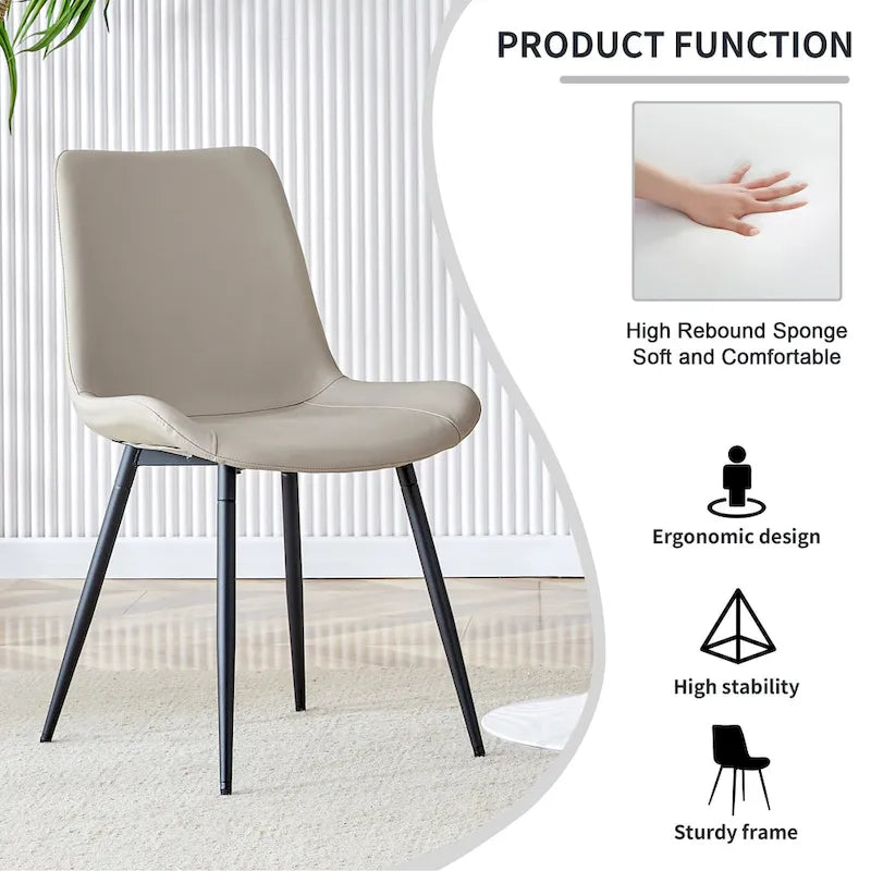 Lot de 4 chaises de salle à manger, chaises de salle à manger familiales avec dossier en cuir, chaises de salle à manger de cuisine confortables avec coussin extra large