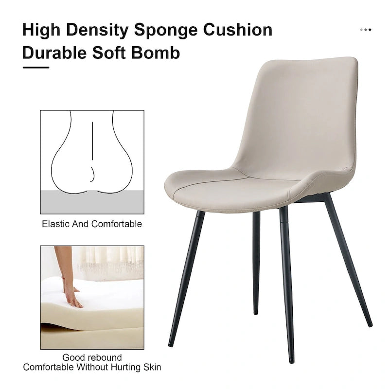 Lot de 4 chaises de salle à manger, chaises de salle à manger familiales avec dossier en cuir, chaises de salle à manger de cuisine confortables avec coussin extra large