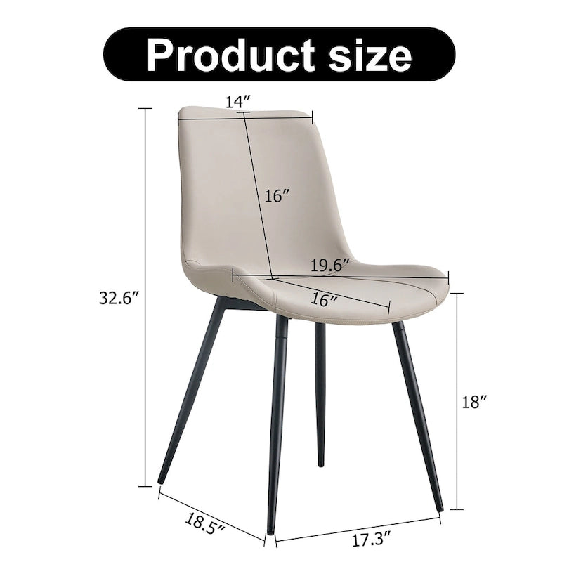 Lot de 4 chaises de salle à manger, chaises de salle à manger familiales avec dossier en cuir, chaises de salle à manger de cuisine confortables avec coussin extra large