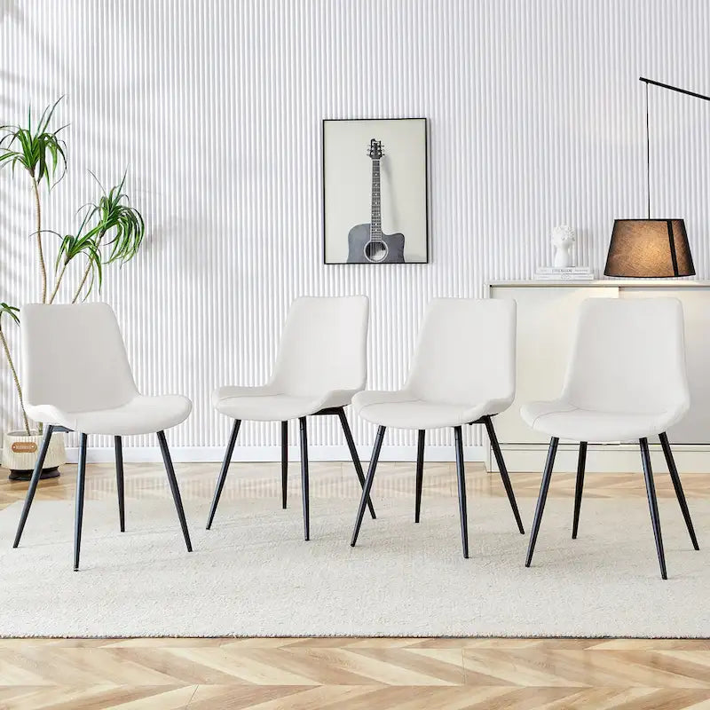 Lot de 4 chaises de salle à manger, chaises de salle à manger familiales avec dossier en cuir, chaises de salle à manger de cuisine confortables avec coussin extra large