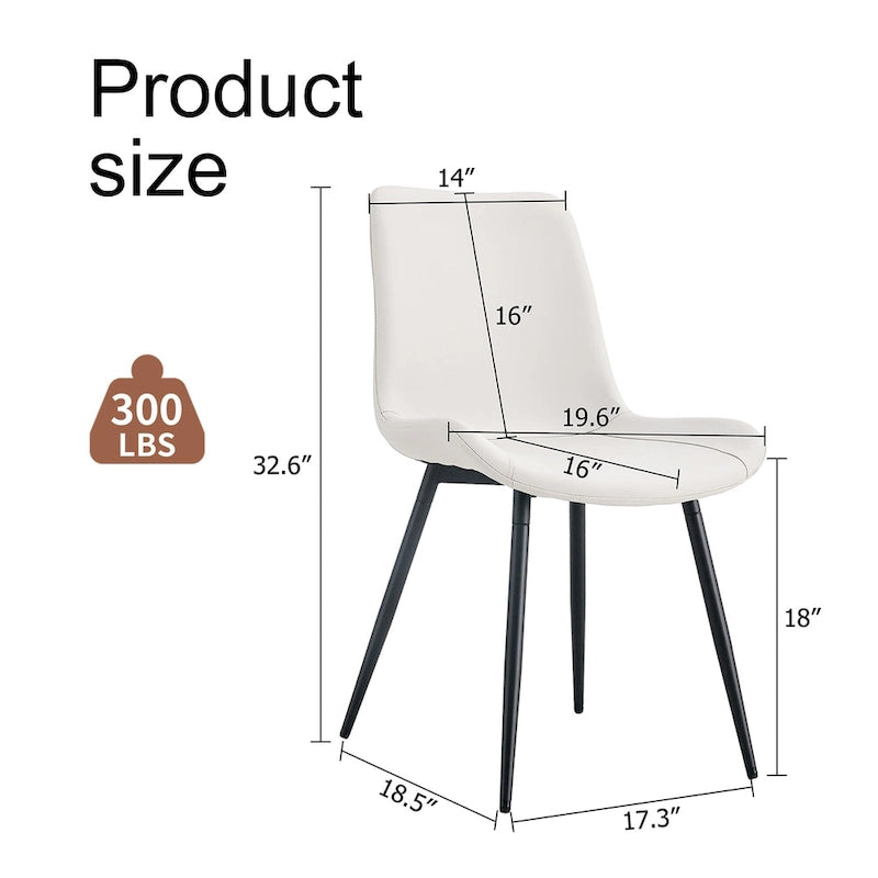 Lot de 4 chaises de salle à manger, chaises de salle à manger familiales avec dossier en cuir, chaises de salle à manger de cuisine confortables avec coussin extra large