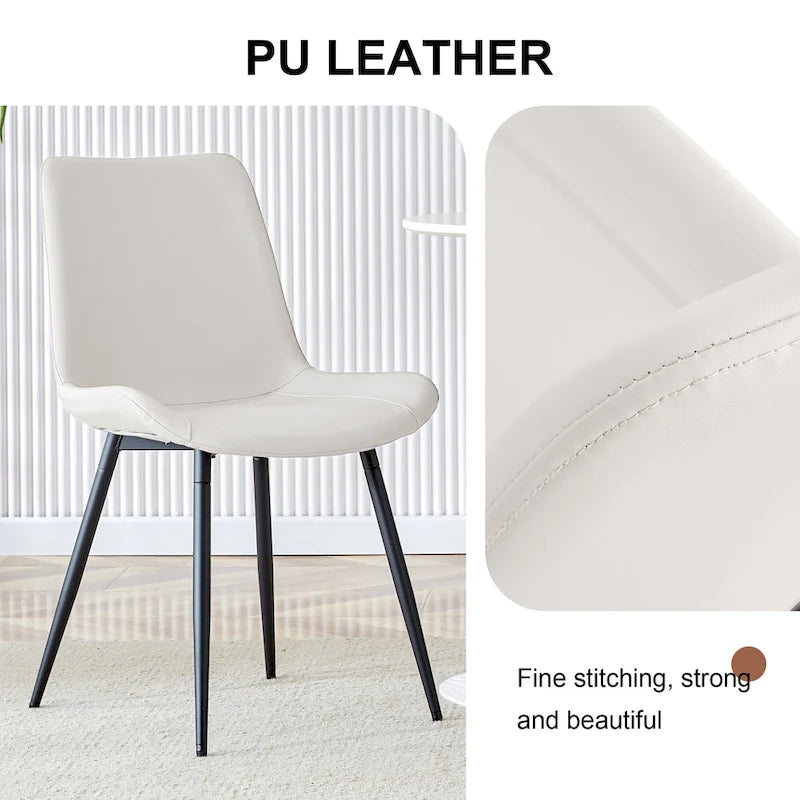 Lot de 4 chaises de salle à manger, chaises de salle à manger familiales avec dossier en cuir, chaises de salle à manger de cuisine confortables avec coussin extra large