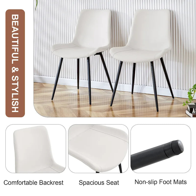 Lot de 4 chaises de salle à manger, chaises de salle à manger familiales avec dossier en cuir, chaises de salle à manger de cuisine confortables avec coussin extra large