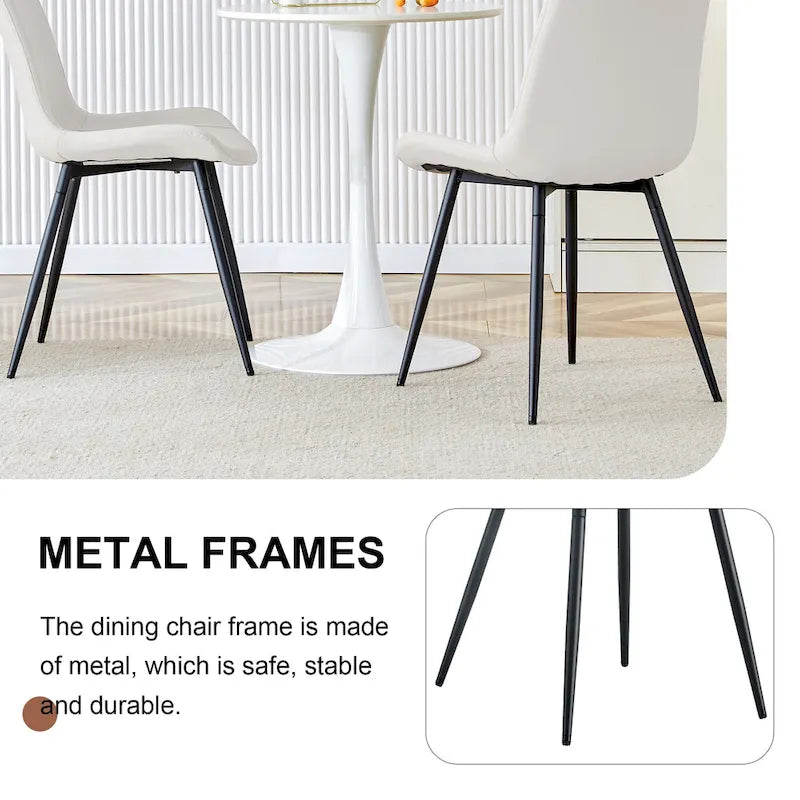 Lot de 4 chaises de salle à manger, chaises de salle à manger familiales avec dossier en cuir, chaises de salle à manger de cuisine confortables avec coussin extra large