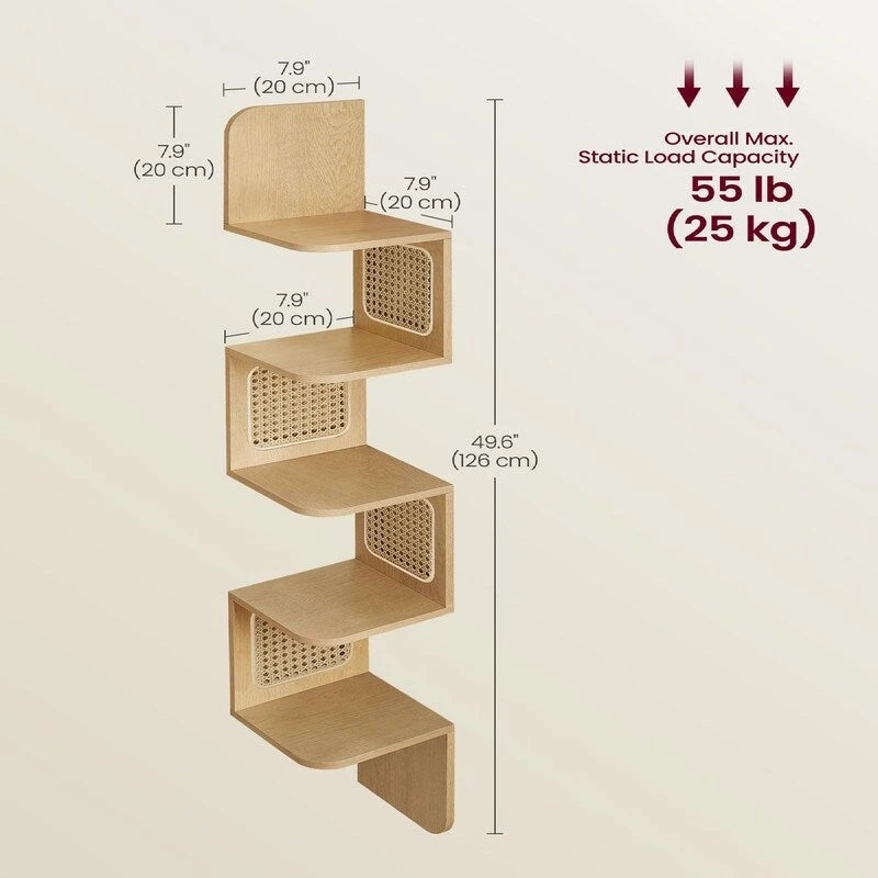 Étagère d'angle à 5 niveaux - 20 P x 20 L x 126 H cm