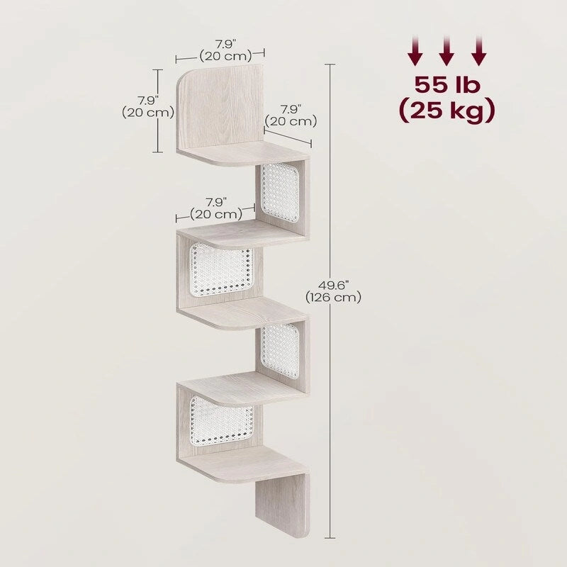 Étagère d'angle à 5 niveaux - 20 P x 20 L x 126 H cm