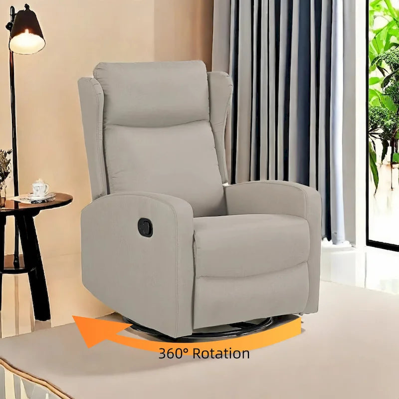 Fauteuil inclinable pivotant à bascule pour salon, pivotant à 360 degrés, fauteuil inclinable moderne réglable avec support lombaire