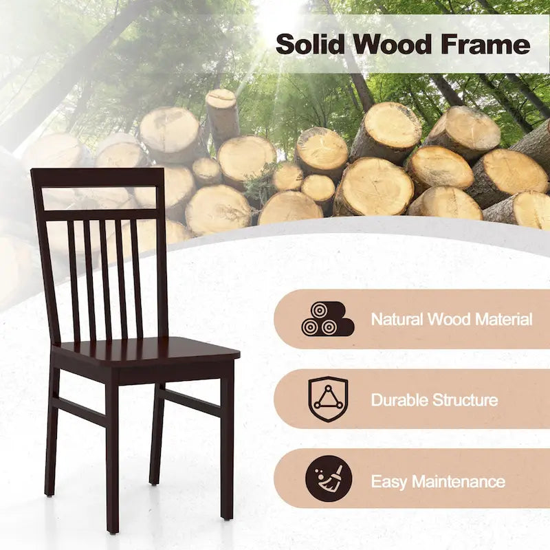 Ensemble de 2/4 chaises de salle à manger Costway style ferme, sans accoudoirs, en bois avec