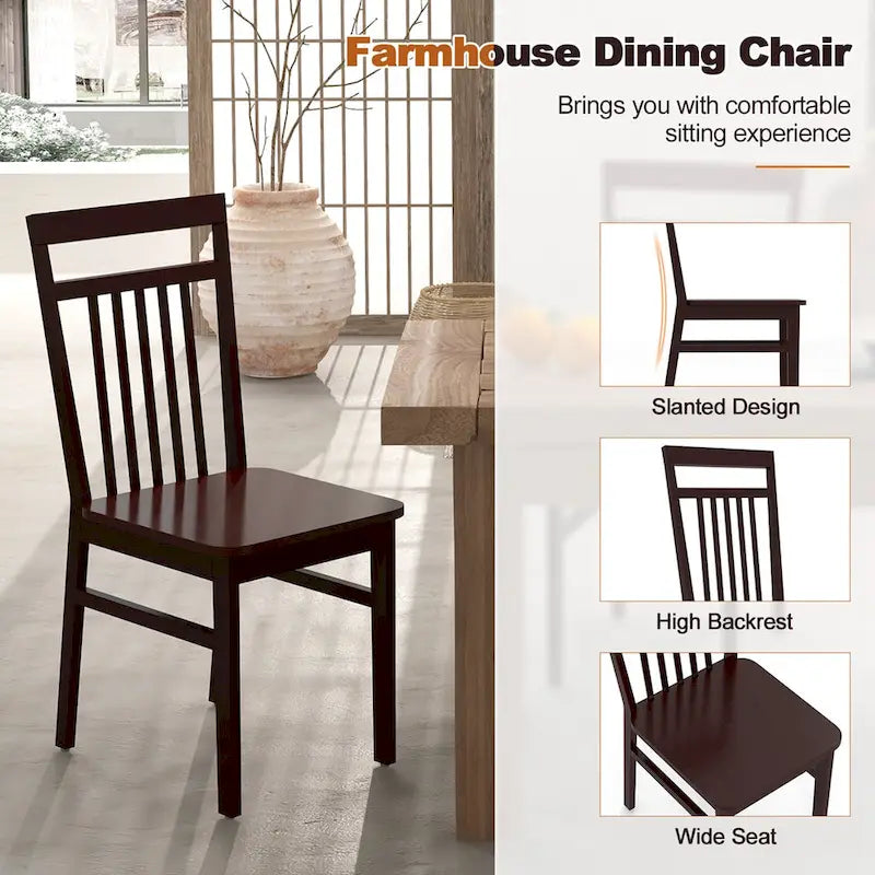 Ensemble de 2/4 chaises de salle à manger Costway style ferme, sans accoudoirs, en bois avec