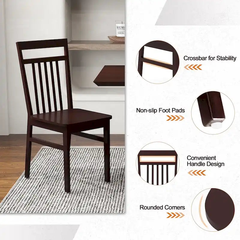 Ensemble de 2/4 chaises de salle à manger Costway style ferme, sans accoudoirs, en bois avec