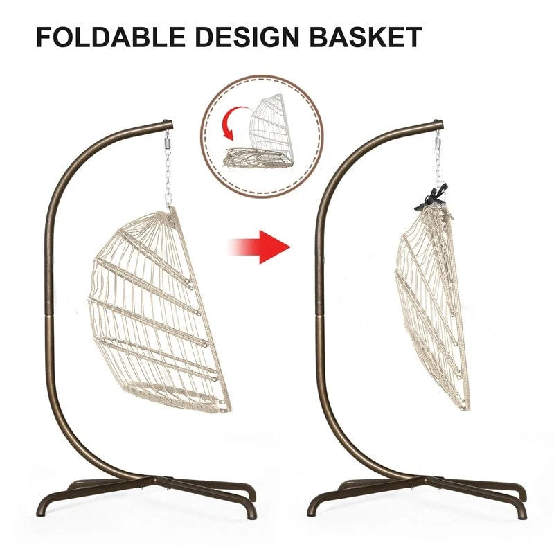 FINCATI Chaise balançoire d'intérieur œuf avec support, Chaise suspendue œuf avec support de 158 kg, Hamac en osier pour patio extérieur avec support