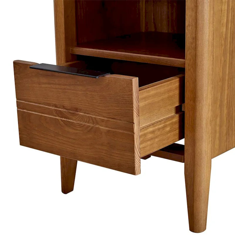 Table de chevet en bois avec 1 tiroir California Classic, brun miel - 19.40