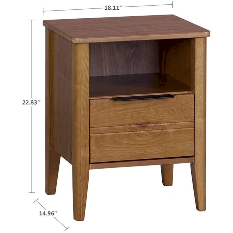 Table de chevet en bois avec 1 tiroir California Classic, brun miel - 19.40