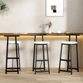 Tabouret de bar 27H - Lot de 3 tabourets de bar ronds en bois avec repose-pieds, assemblage facile, pour salle à manger, cuisine