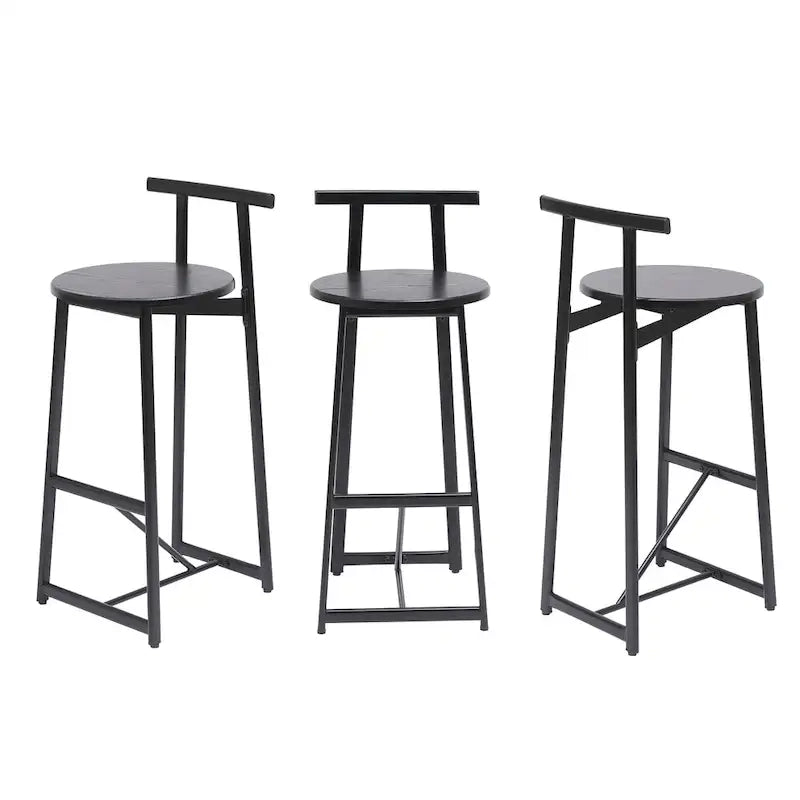 Tabouret de bar 27H - Lot de 3 tabourets de bar ronds en bois avec repose-pieds, assemblage facile, pour salle à manger, cuisine