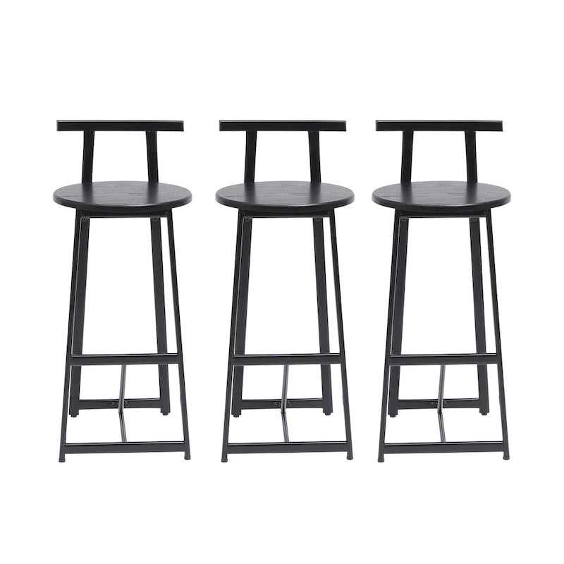 Tabouret de bar 27H - Lot de 3 tabourets de bar ronds en bois avec repose-pieds, assemblage facile, pour salle à manger, cuisine