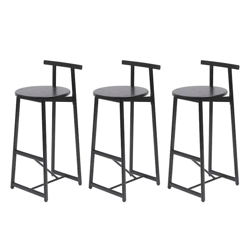 Tabouret de bar 27H - Lot de 3 tabourets de bar ronds en bois avec repose-pieds, assemblage facile, pour salle à manger, cuisine