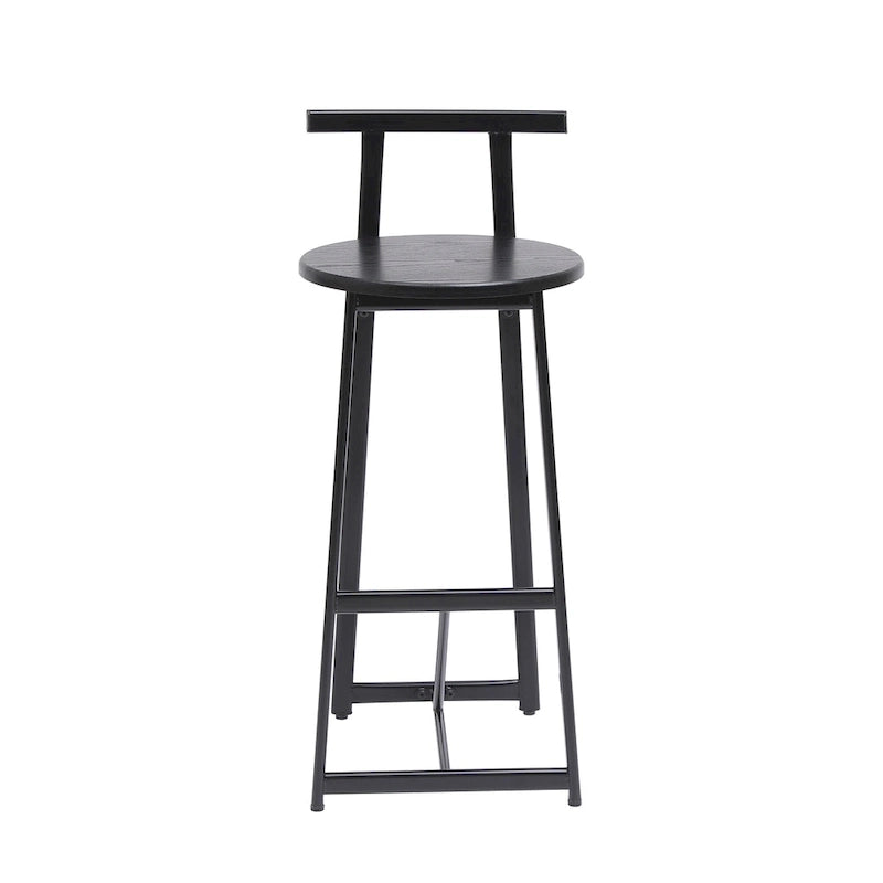 Tabouret de bar 27H - Lot de 3 tabourets de bar ronds en bois avec repose-pieds, assemblage facile, pour salle à manger, cuisine