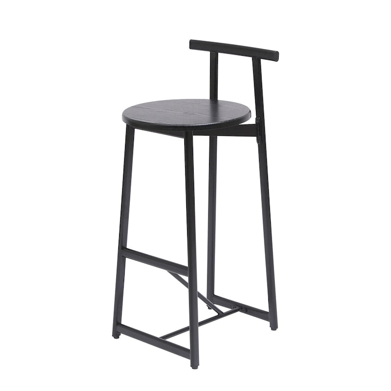 Tabouret de bar 27H - Lot de 3 tabourets de bar ronds en bois avec repose-pieds, assemblage facile, pour salle à manger, cuisine