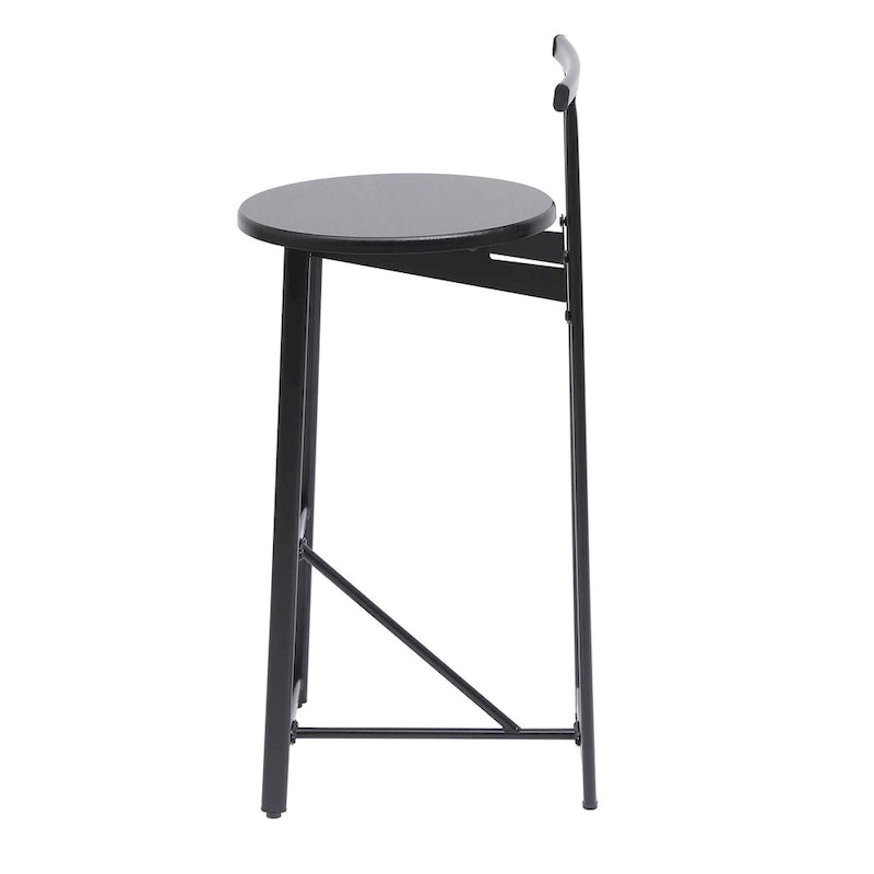 Tabouret de bar 27H - Lot de 3 tabourets de bar ronds en bois avec repose-pieds, assemblage facile, pour salle à manger, cuisine
