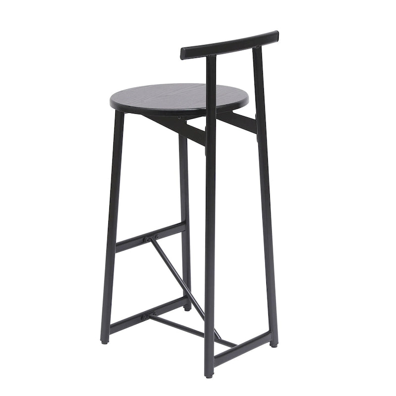 Tabouret de bar 27H - Lot de 3 tabourets de bar ronds en bois avec repose-pieds, assemblage facile, pour salle à manger, cuisine