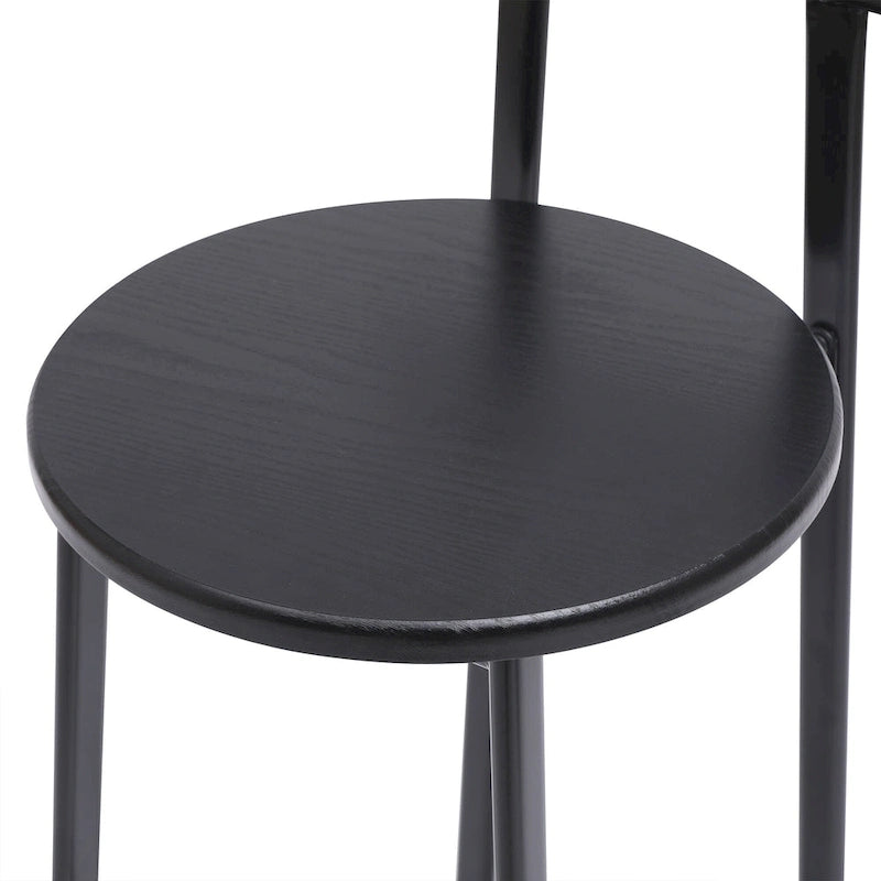 Tabouret de bar 27H - Lot de 3 tabourets de bar ronds en bois avec repose-pieds, assemblage facile, pour salle à manger, cuisine