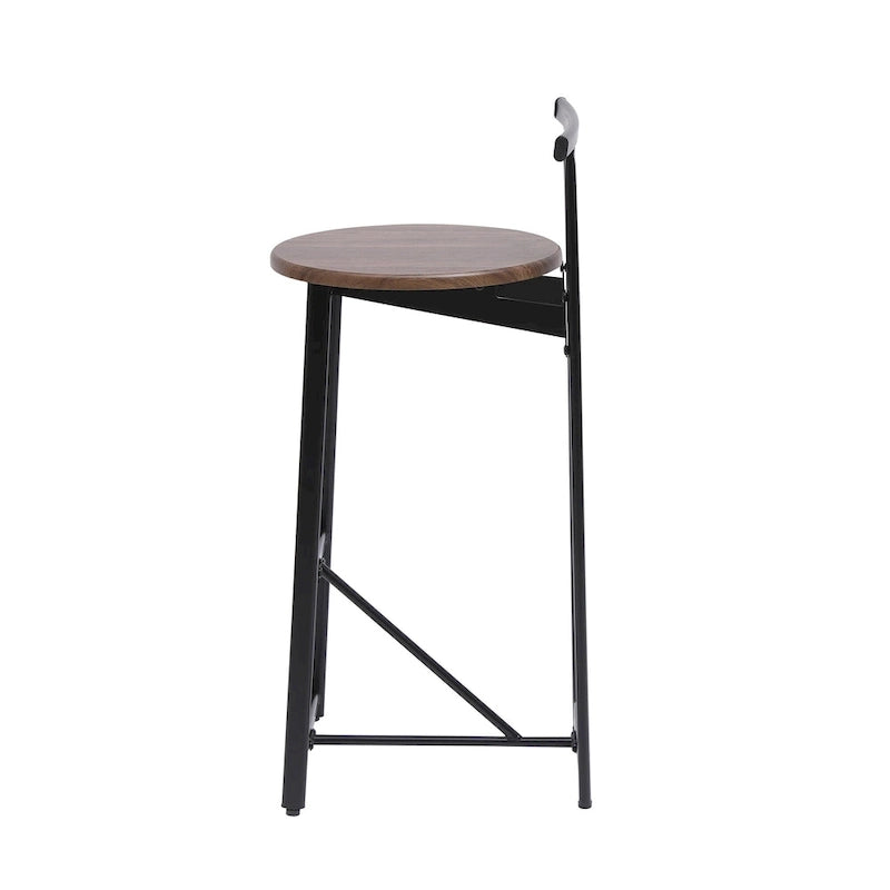 Tabouret de bar 27H - Lot de 3 tabourets de bar ronds en bois avec repose-pieds, assemblage facile, pour salle à manger, cuisine
