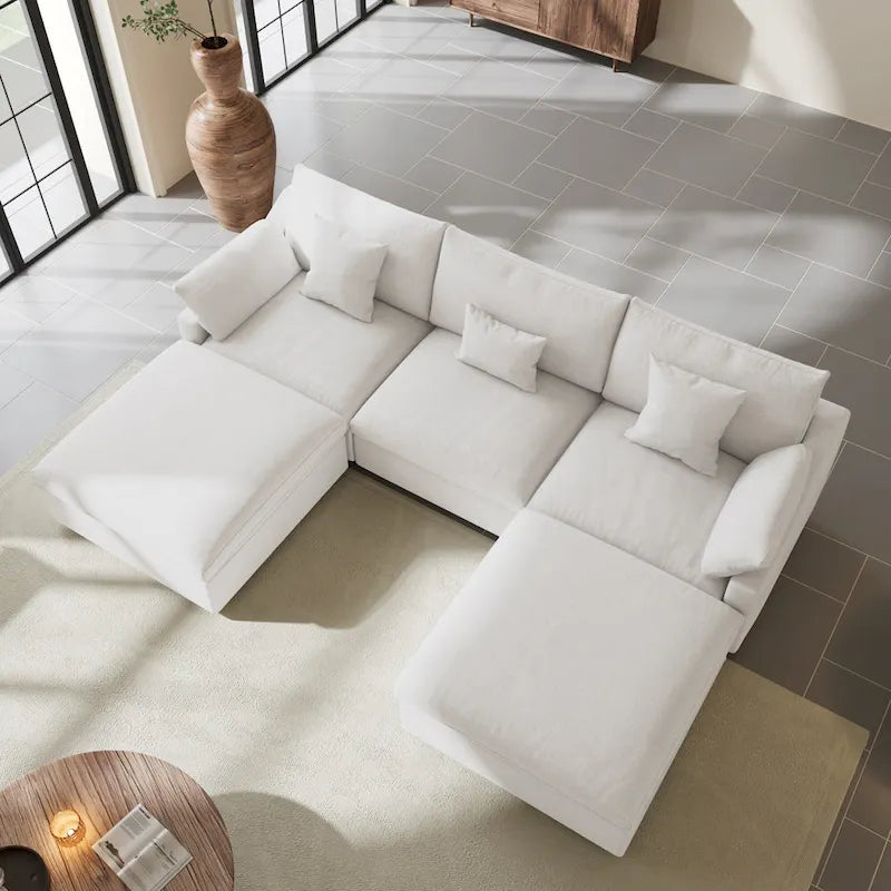 Canapé modulaire sectionnel Cloud, canapé surdimensionné en U de 303 cm avec chaises longues et poufs pour salon