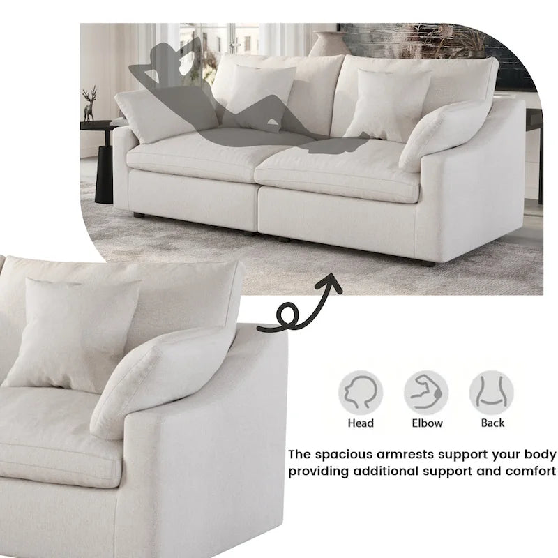 Canapé modulaire sectionnel Cloud, canapé surdimensionné en U de 303 cm avec chaises longues et poufs pour salon