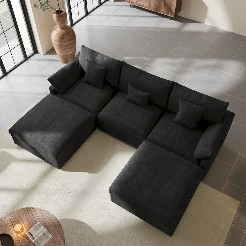 Canapé modulaire sectionnel Cloud, canapé surdimensionné en U de 303 cm avec chaises longues et poufs pour salon