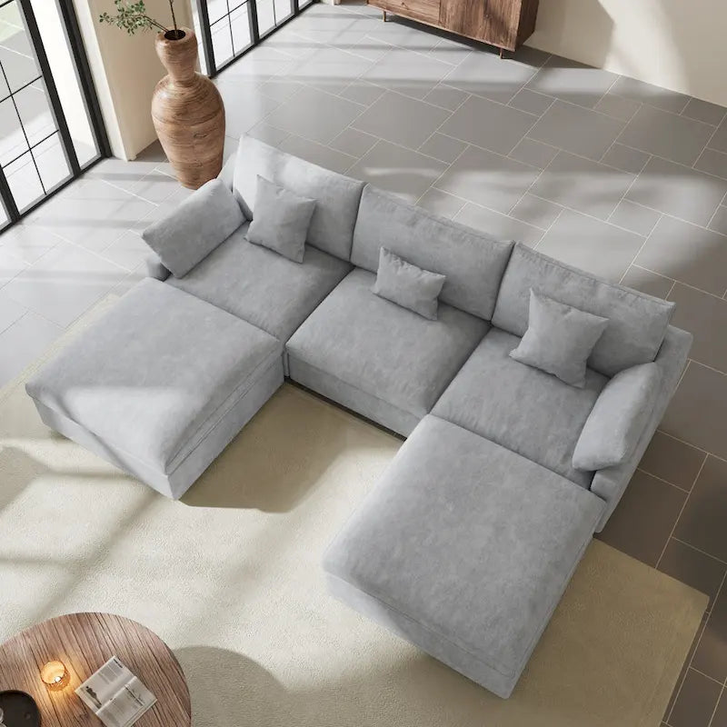 Canapé modulaire sectionnel Cloud, canapé surdimensionné en U de 303 cm avec chaises longues et poufs pour salon