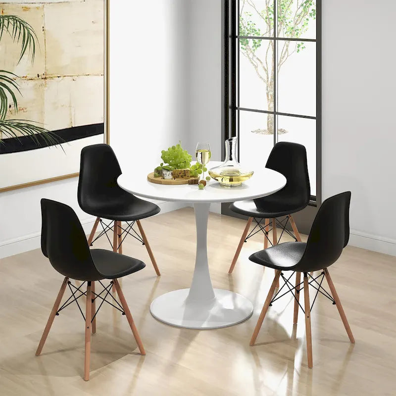 Gymax Ensemble de 5 pièces de salle à manger Table ronde moderne 4 chaises pour petits espaces